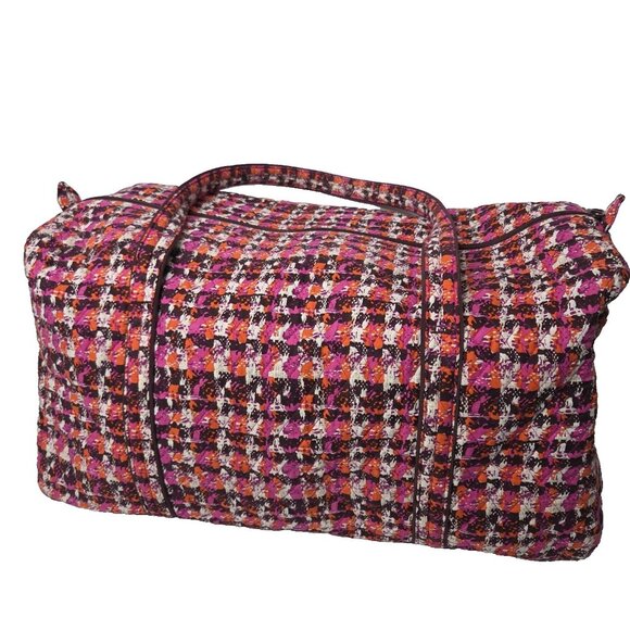 Vera Bradley Large Houndstooth Quilted Tweed Duffle Bag - Picture 2 of 13